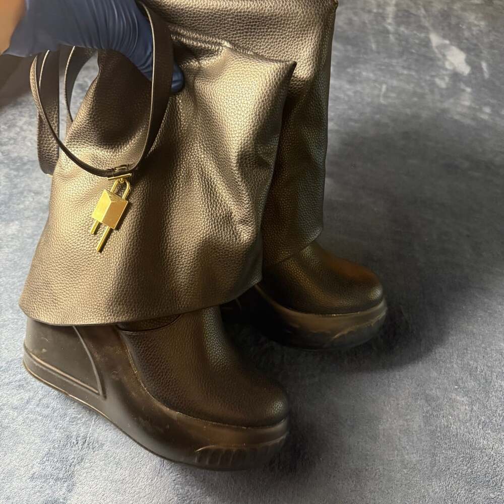 Fold Over Padlock Drapey Boot Sneakers Brook-1 Liliana
